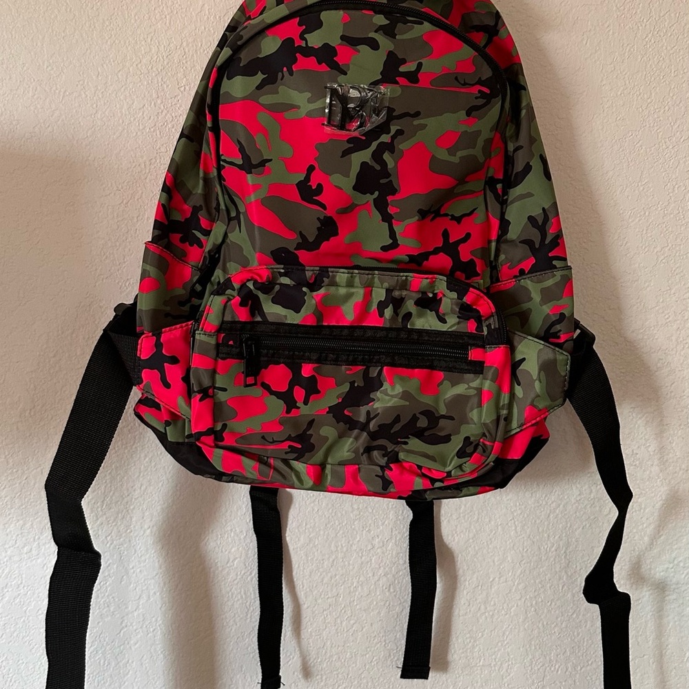 Badgley Mischka Red and Green Camouflage Backpacks